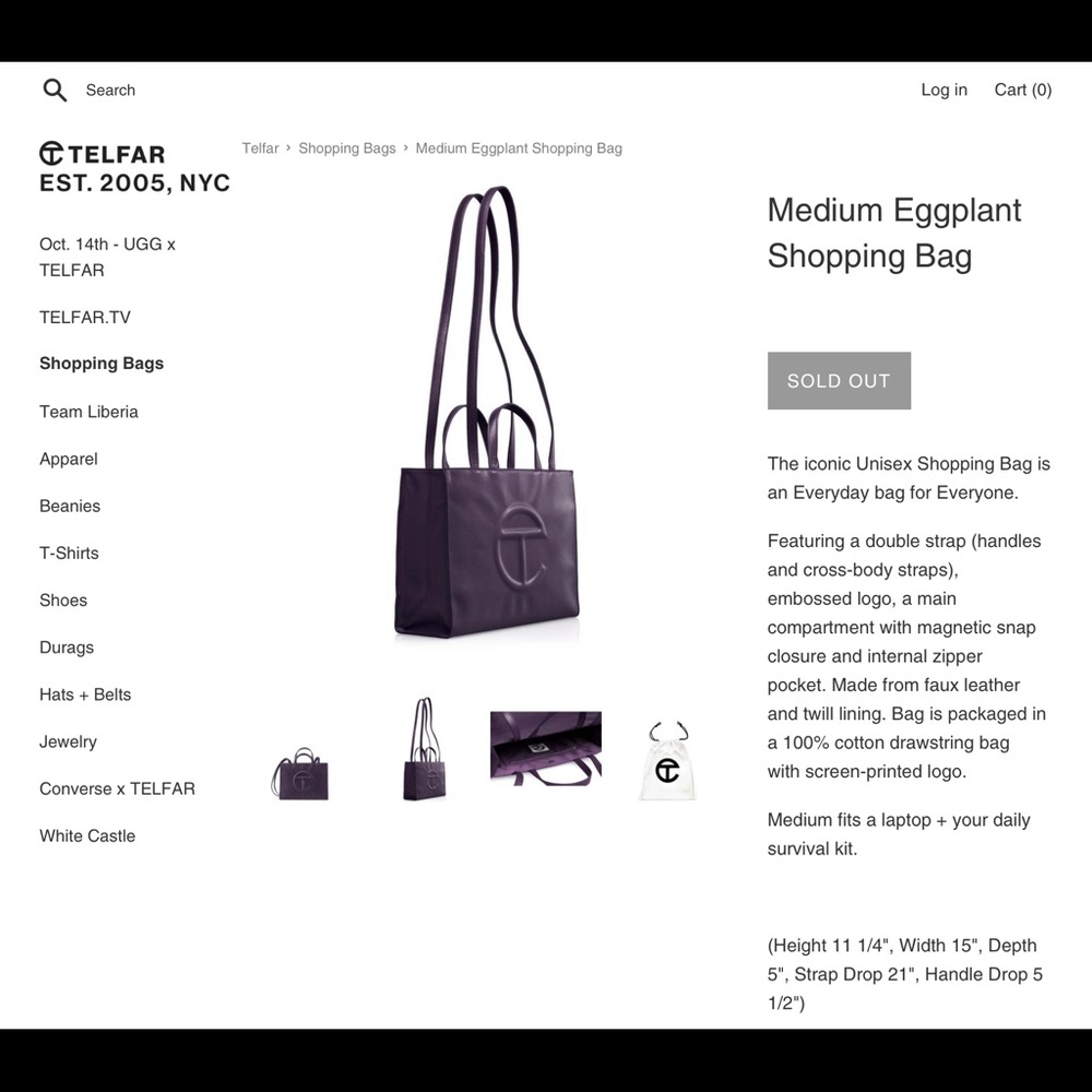 NWT Telfar Medium Eggplant Shopping Bag *DISCOUNTED SHIPPING!